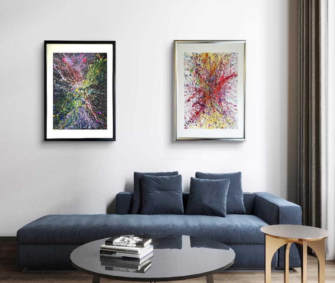 私たちの存在X-Ⅱ / 抽象画 77×56㎝ B2 額縁セット 原画1点 モダン