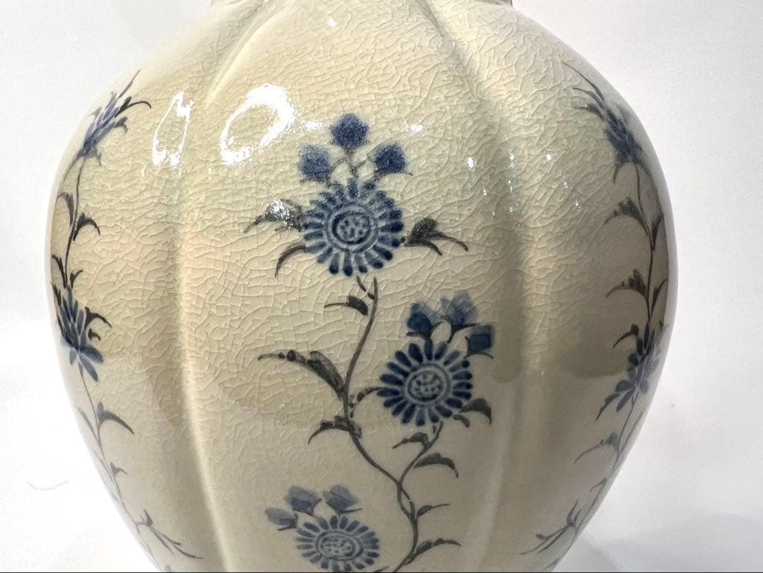 十四代沈壽官 瓜型染付花瓶