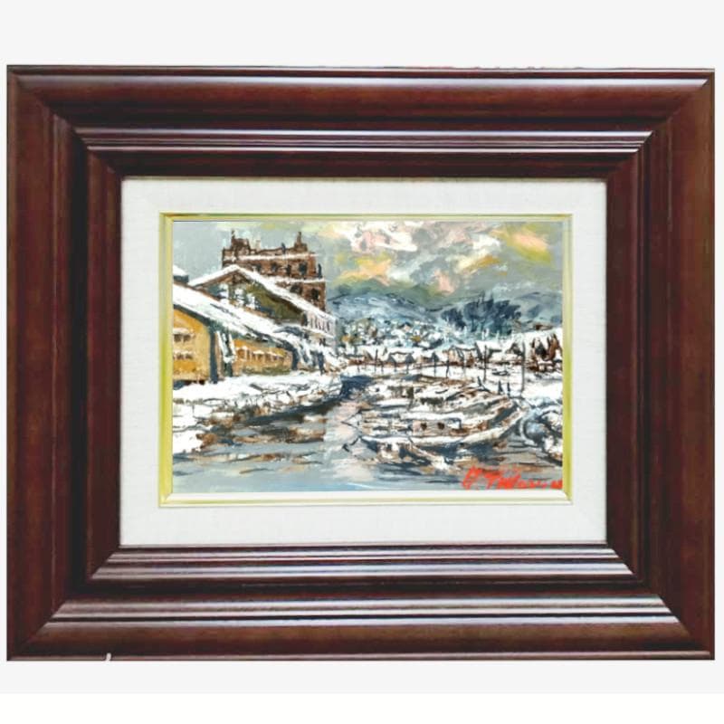 ☆ 高橋益之 ☆「 冬の小樽運河 」油絵 SMサイズ 新品！