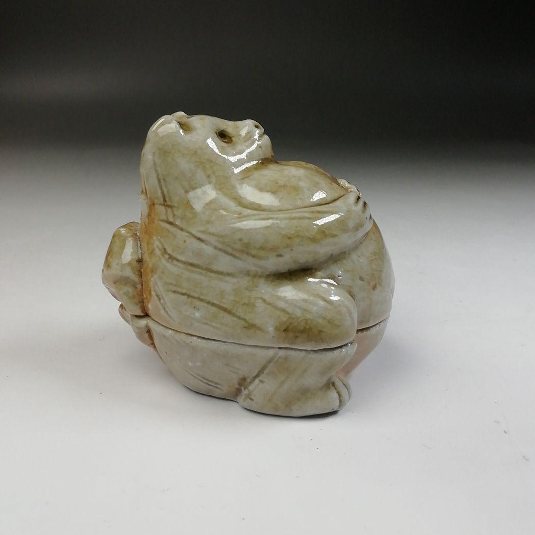 Ｔ７４４　香合　『信楽焼』『タヌキ』『高橋楽斎 造』　共箱　茶道具